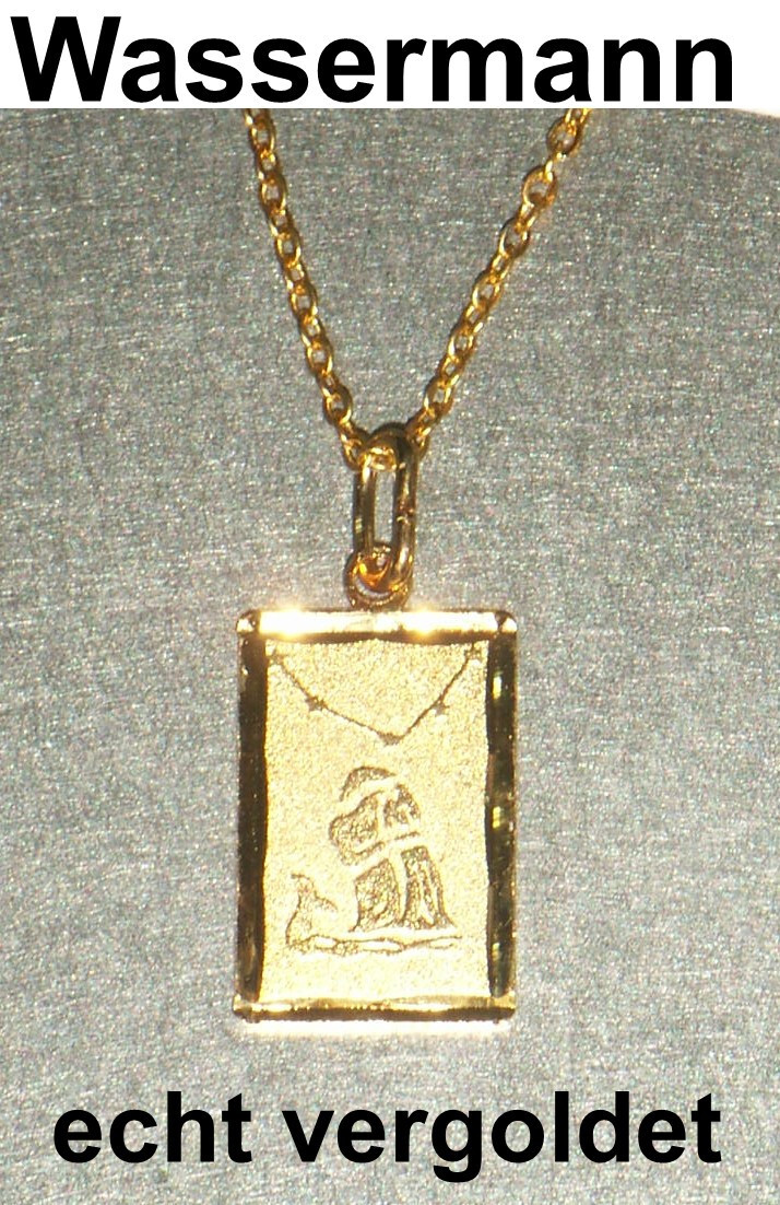 Hierzegger Aquarius Zodiac Sternzeichen Gold-Plated Necklace 42-43cm Unisex
