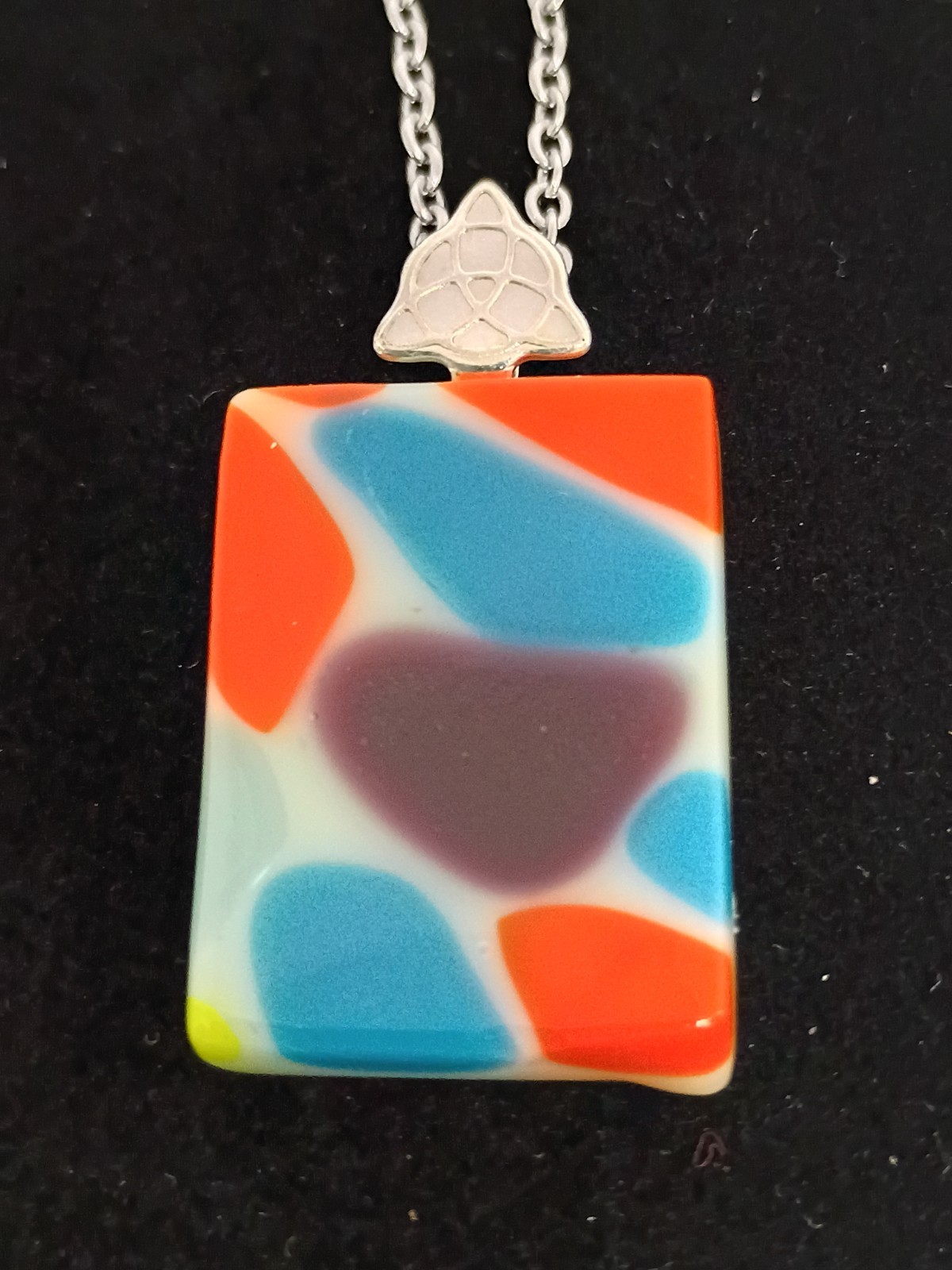 Hand Crafted Fused Glass Pendant W/Chain #1489
