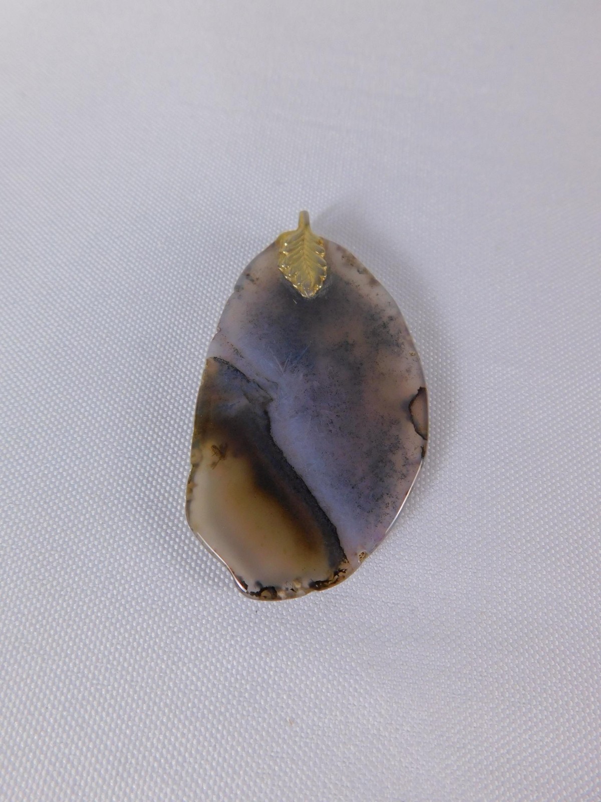 Statement Agate Teardrop Pendant Gray Gemstone Women Leaf Bail Fashion Jewelry