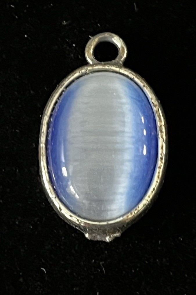 Pink Enamel Flower & Classic Blue Oval Silver Tone Pendant Charm Lot of 2