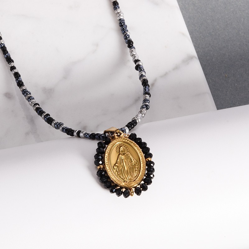 Our Lady of Guadalupe Medal Pendant Stainless Steel Virgin Mary Necklace Women