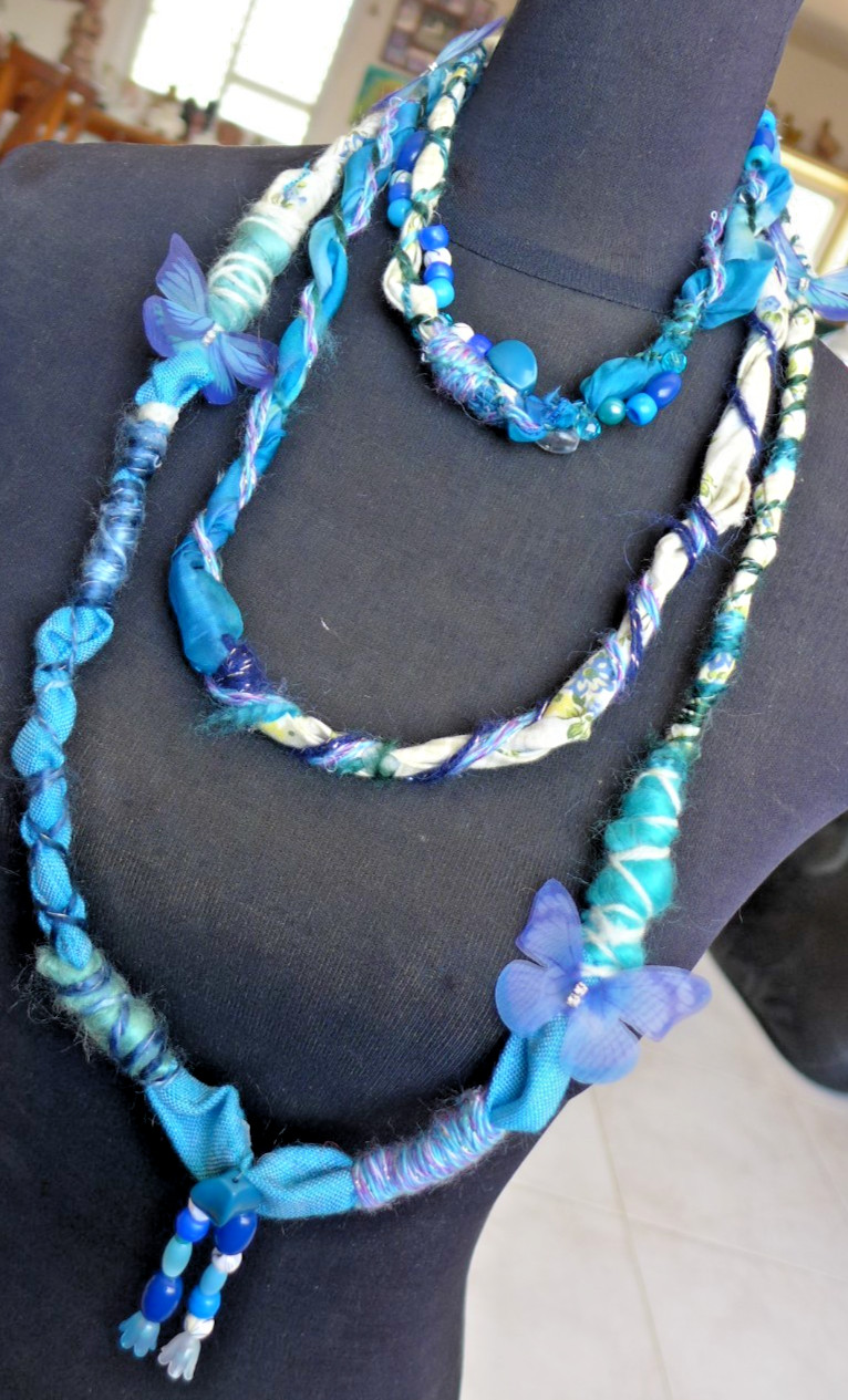 Handmade Fabric Necklace Fiber Art Beads Direct From Artist One Of A Kind
