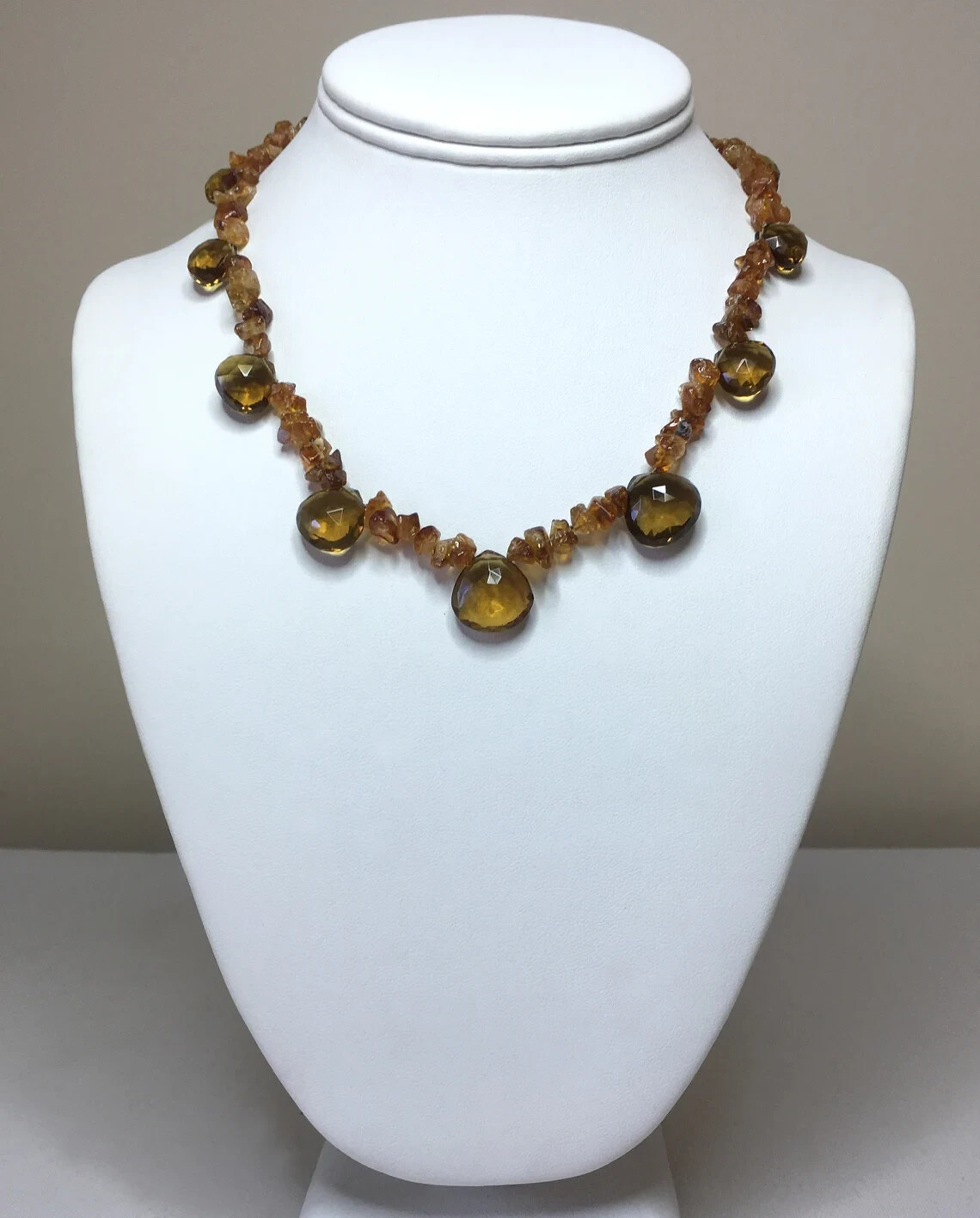 Natural Faceted Madeira Citrine, 14k Gold filled Handmade necklace, knotted
