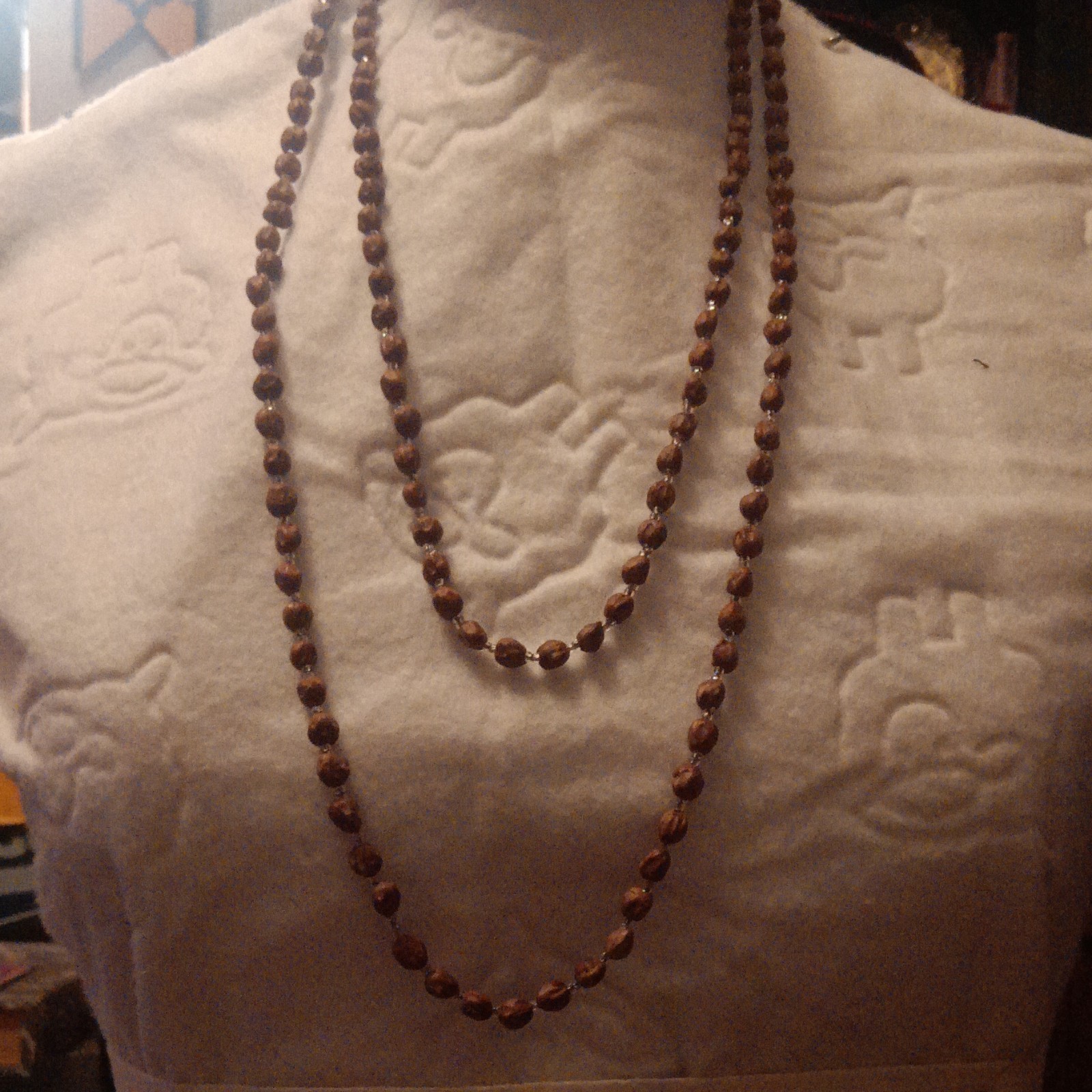 Handcrafted Beaded Wood Necklace Brown Strand Unisex Adults Natural Style