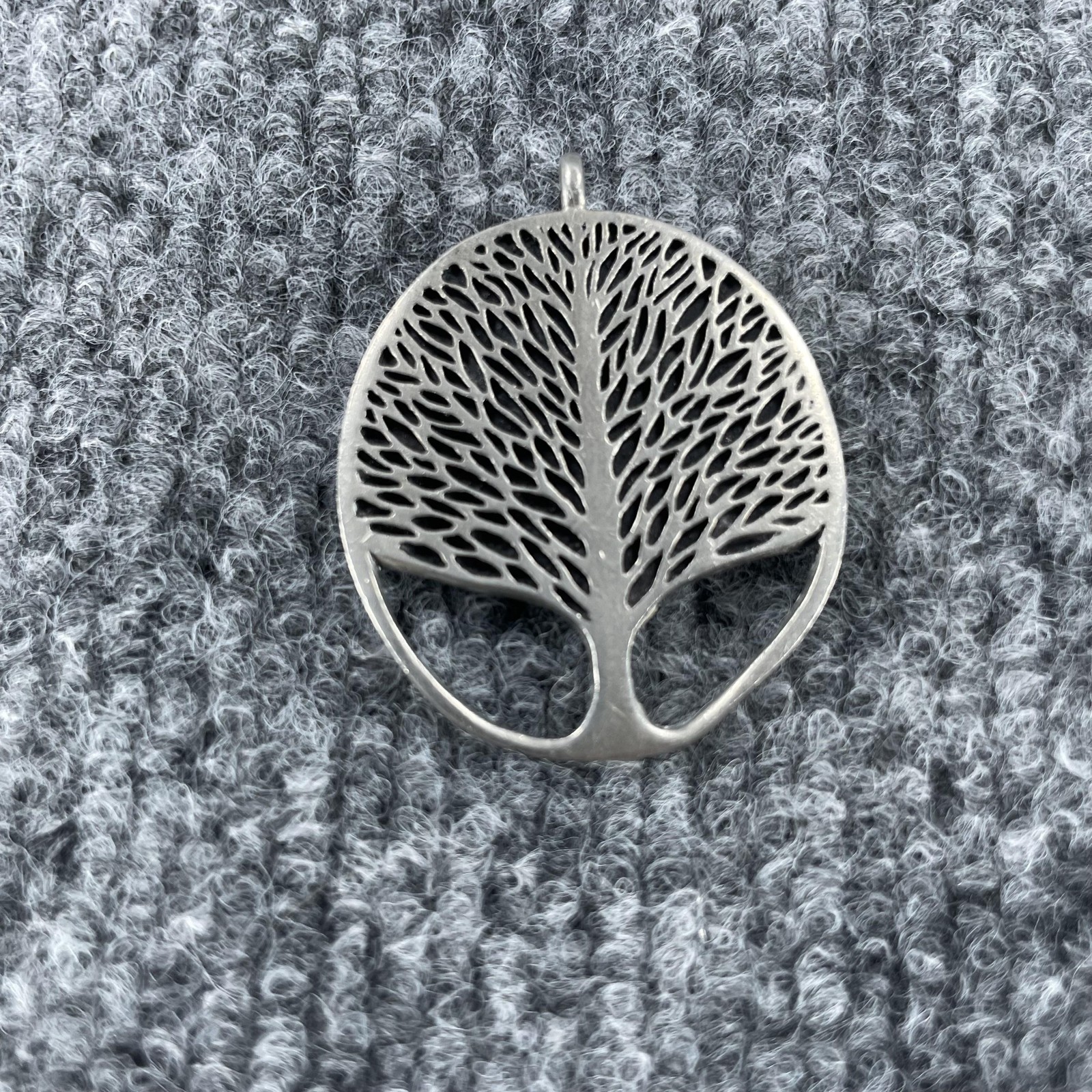 Ken Kantro Tree of Life Pendant Pewter Art Jewelry Signed Round 1.75″ Cutout