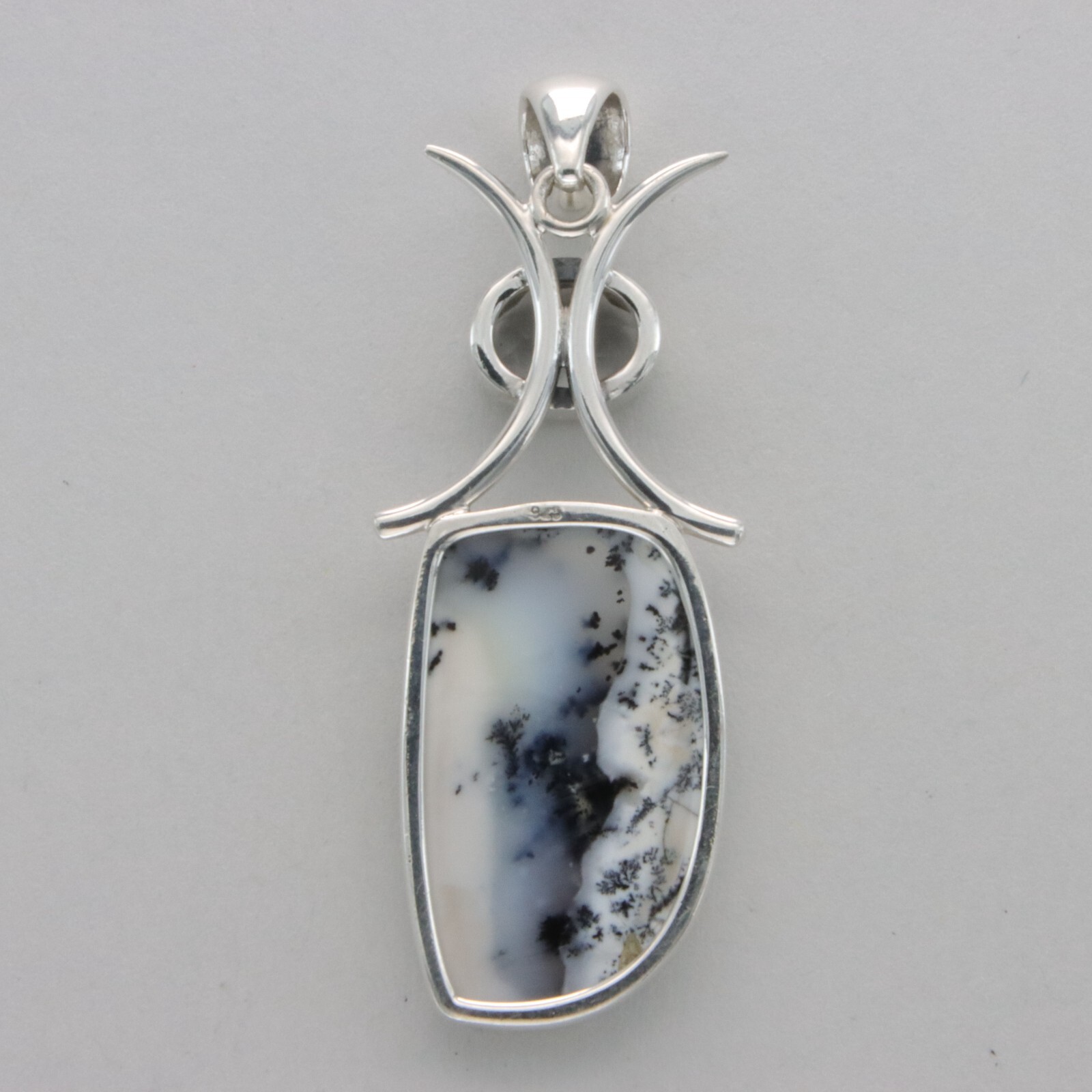 Dendritic Agate and Quartz ARTISAN Pendant Stone Crystal 925 STERLING SILVER 82e