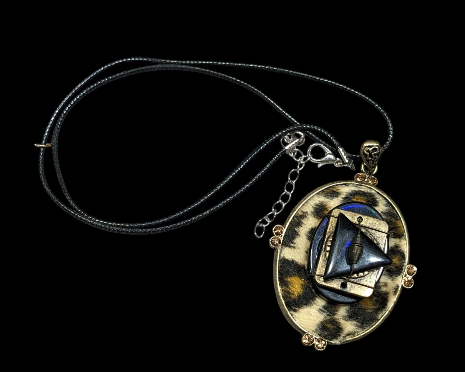 Handmade 80s Animal Print Abstract Pendant Necklace