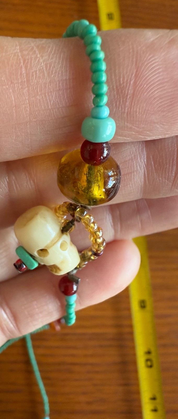 Turquoise seed bead Amber trade bead Artisan necklace