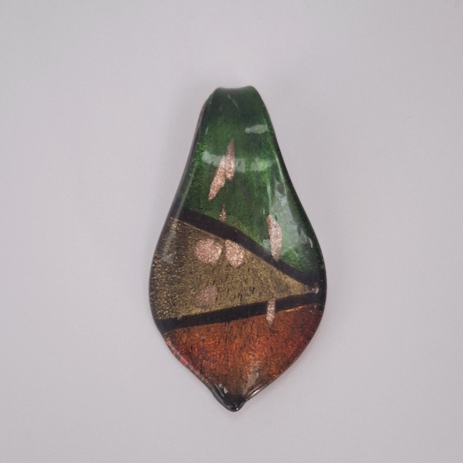 Art Glass Pendant Handmade Geometric Design Aventurine Green Gold Red Black