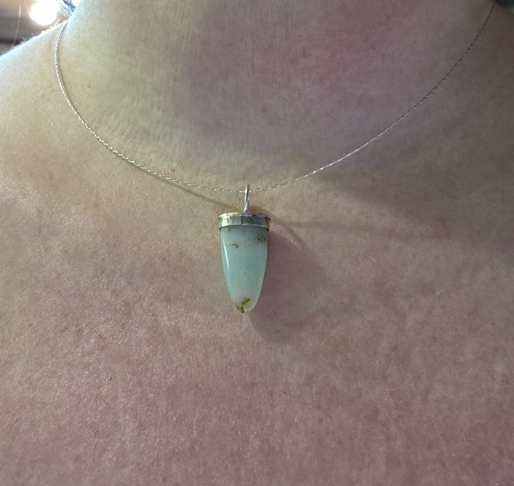 Genuine Artisan Handcrafted Solid 999 Fine Silver Necklace With Chrysoprase